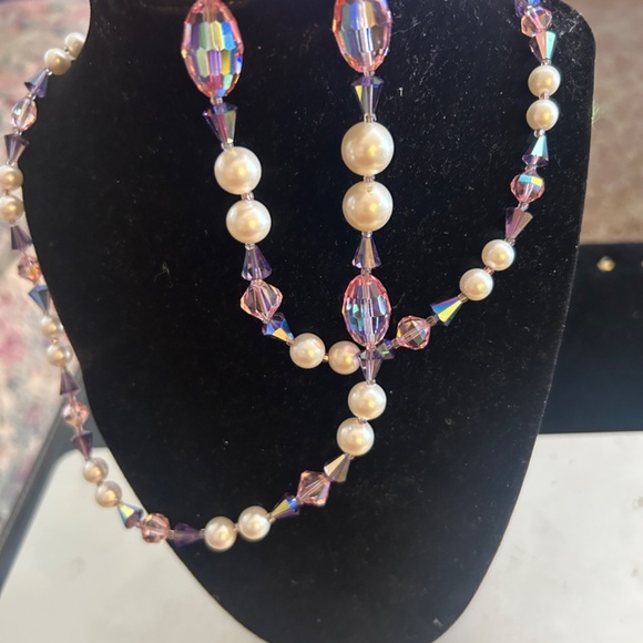 Vintage Signed Vendome Cocktail Crystal/Faceted Glass/Faux Pearl Necklace-Long - Picture 15 of 15